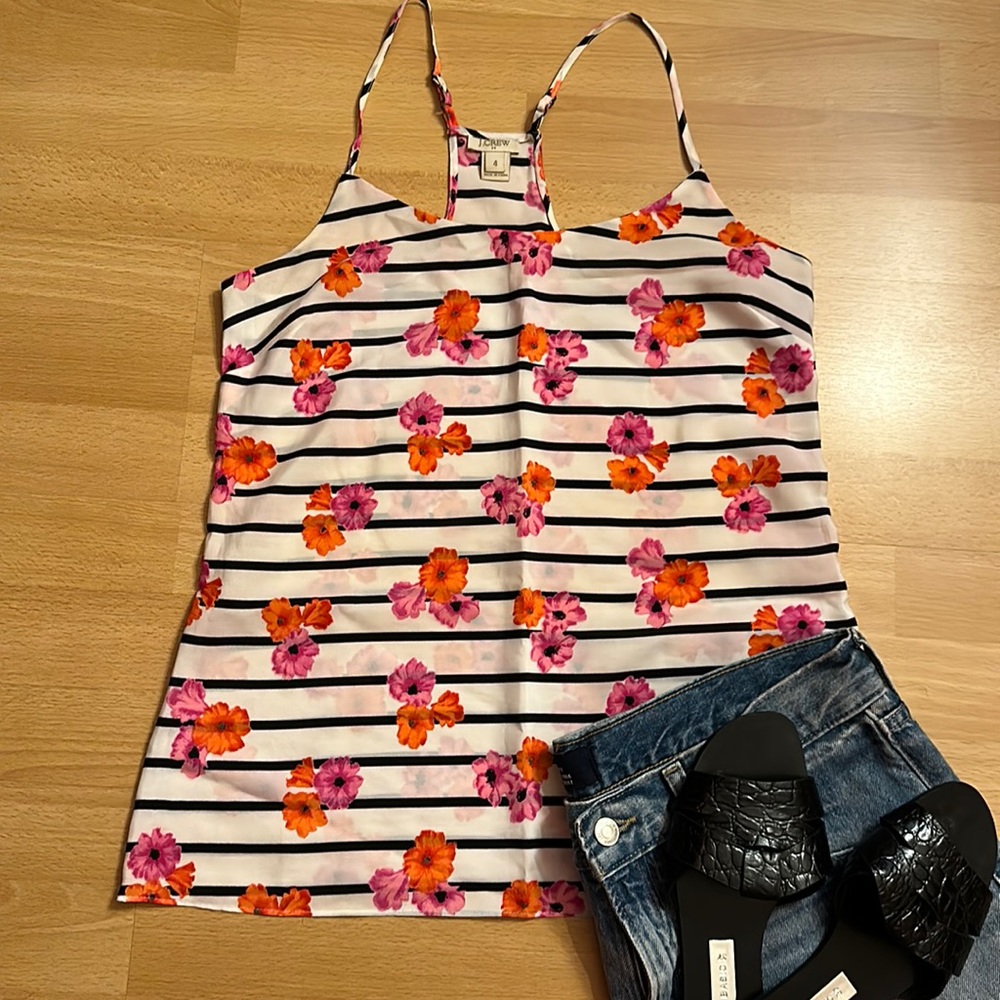 J. Crew Factory stripe and floral camisole top size 4